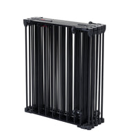 HKM-4219837 150-Inch Adjustable Safety Gate with Walk-Through Door for Pets and Kids, Metal Enclosure for Fireplaces and Play Areas