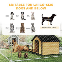 HKM-4220221 Two Room Outdoor Dog Kennel with Roof, Waterproof UV-Resistant Cover, Secure Lock, 19.7' x 7.5' x 5.2'