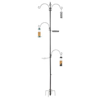 HKM-4220349 93-Inch Black Metal Bird Feeding Station with Four Hooks and Water Bowl
