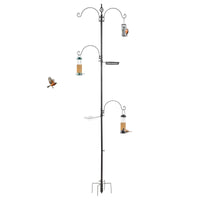 HKM-4220349 93-Inch Black Metal Bird Feeding Station with Four Hooks and Water Bowl