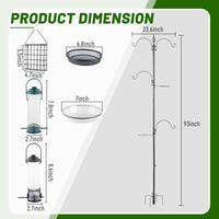 HKM-4220349 93-Inch Black Metal Bird Feeding Station with Four Hooks and Water Bowl
