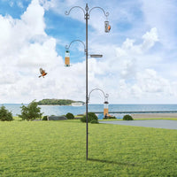 HKM-4220349 93-Inch Black Metal Bird Feeding Station with Four Hooks and Water Bowl