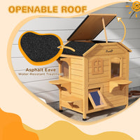 HKM-4220605 2-Story Weatherproof Wooden Cat House with Multiple Entrances and Jumping Platforms