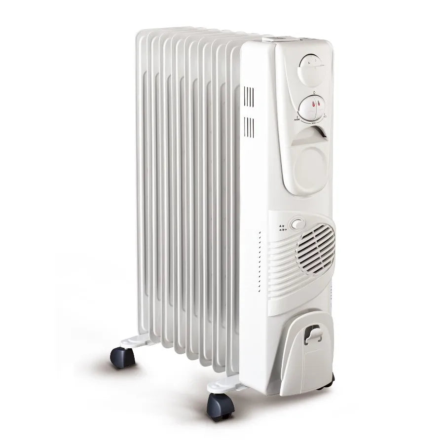 HKM-422099 5-Fin Oil Filled Electric Radiator Heater with Adjustable Thermostat and Safety Features