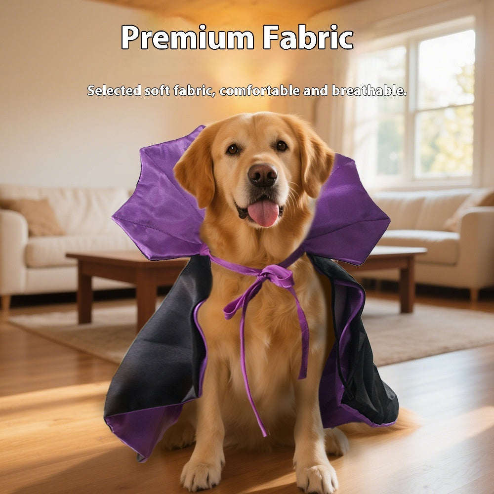 HKM-4221373 Stylish Halloween Pet Cape in Yellow and Purple - Casual Polyester Costume for Pets