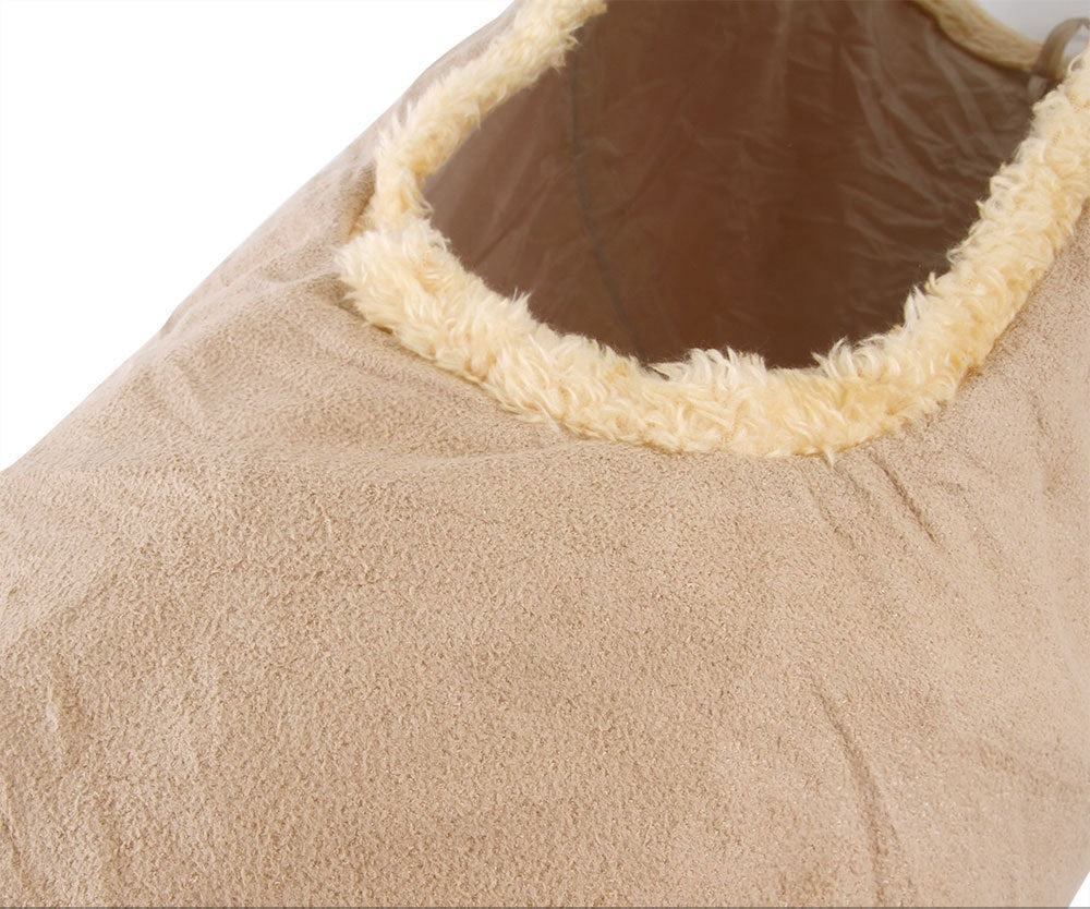 HKM-4221629 Packable Folding Suede Cat Channel Toy in Khaki and Grey