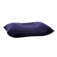 HKM-422163 Inflatable Travel Neck Pillow - Portable Jet Pillow for Adults and Kids, PVC Material, Blue and Black, 24x34.5cm