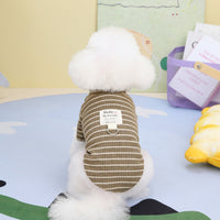 HKM-4222141 Brown and White Striped Cotton Casual Shirt for Puppies - Available in S, M, L, XL, XXL