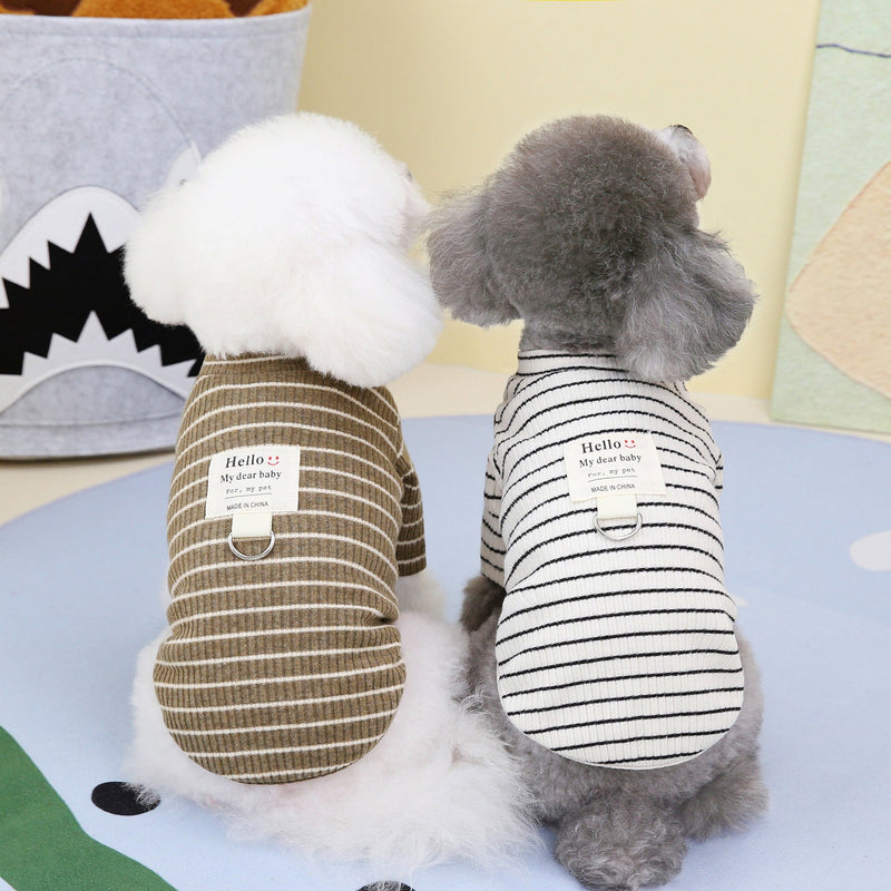 HKM-4222141 Brown and White Striped Cotton Casual Shirt for Puppies - Available in S, M, L, XL, XXL