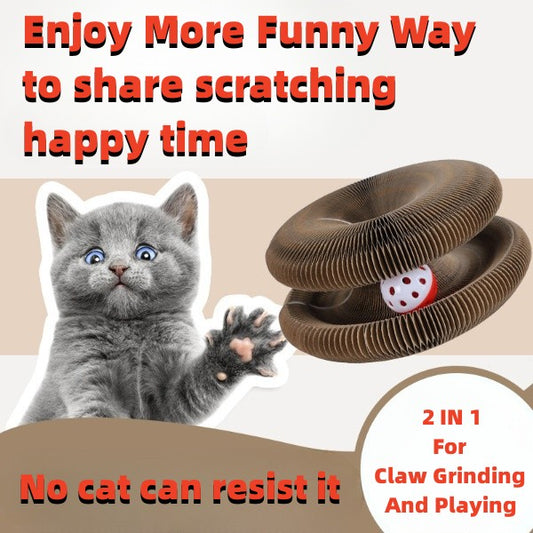 HKM-4222525 Interactive Foldable Cat Scratch Board with Bell – Corrugated Paper Cat Climbing Toy