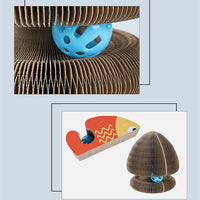 HKM-4222525 Interactive Foldable Cat Scratch Board with Bell – Corrugated Paper Cat Climbing Toy