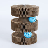 HKM-4222525 Interactive Foldable Cat Scratch Board with Bell – Corrugated Paper Cat Climbing Toy