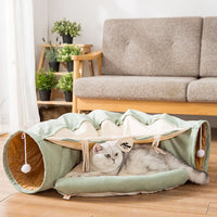 HKM-422291 Durable Collapsible Cat Tunnel - Washable Cloth, 45 x 50 x 22 Inches
