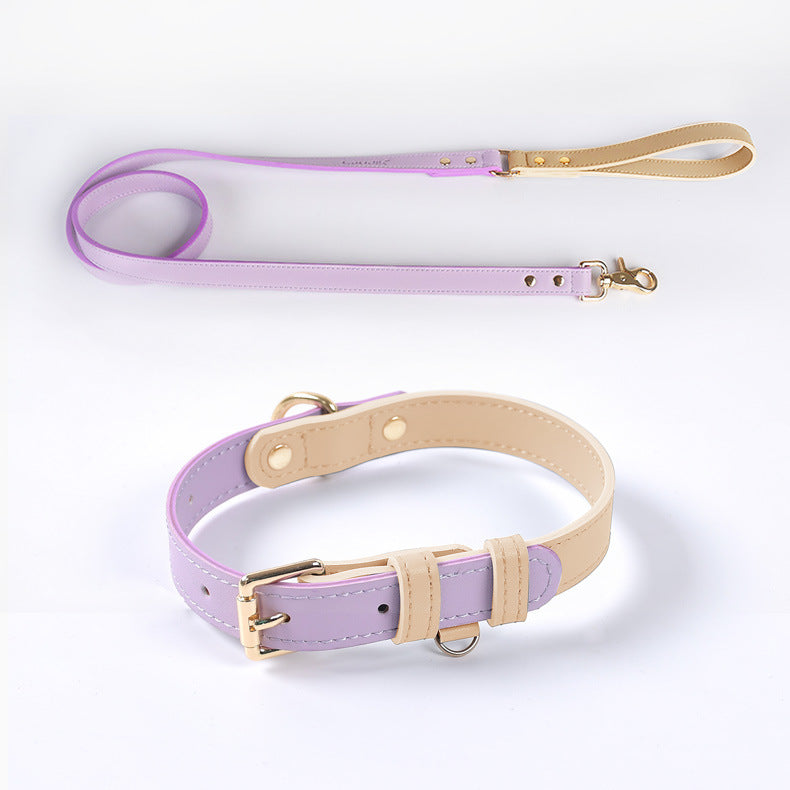 HKM-4226109 Leather Pet Dog Leash and Collar Set for Small, Medium, and Large Dogs