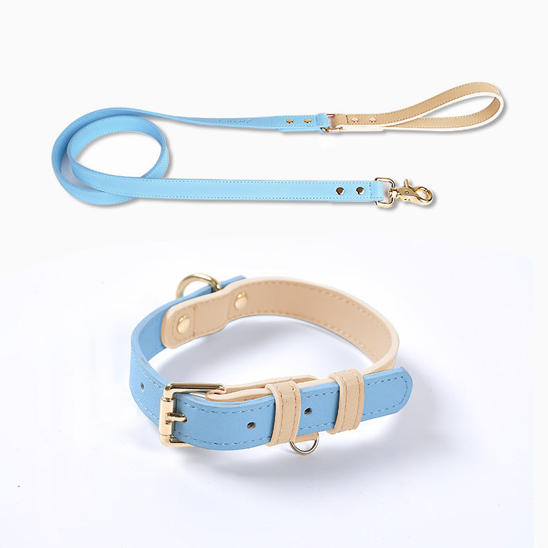 HKM-4226109 Leather Pet Dog Leash and Collar Set for Small, Medium, and Large Dogs