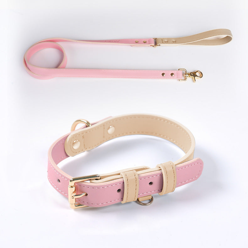 HKM-4226109 Leather Pet Dog Leash and Collar Set for Small, Medium, and Large Dogs