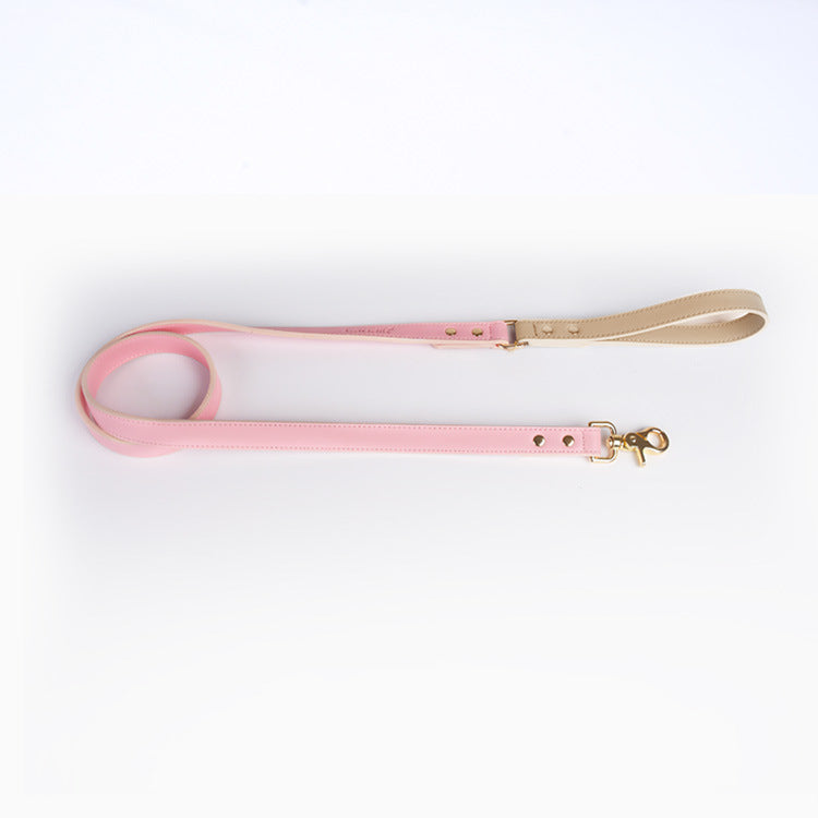 HKM-4226109 Leather Pet Dog Leash and Collar Set for Small, Medium, and Large Dogs