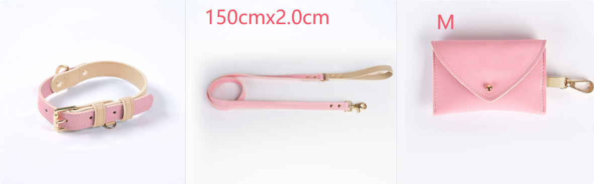 HKM-4226109 Leather Pet Dog Leash and Collar Set for Small, Medium, and Large Dogs