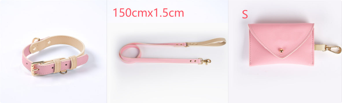 HKM-4226109 Leather Pet Dog Leash and Collar Set for Small, Medium, and Large Dogs