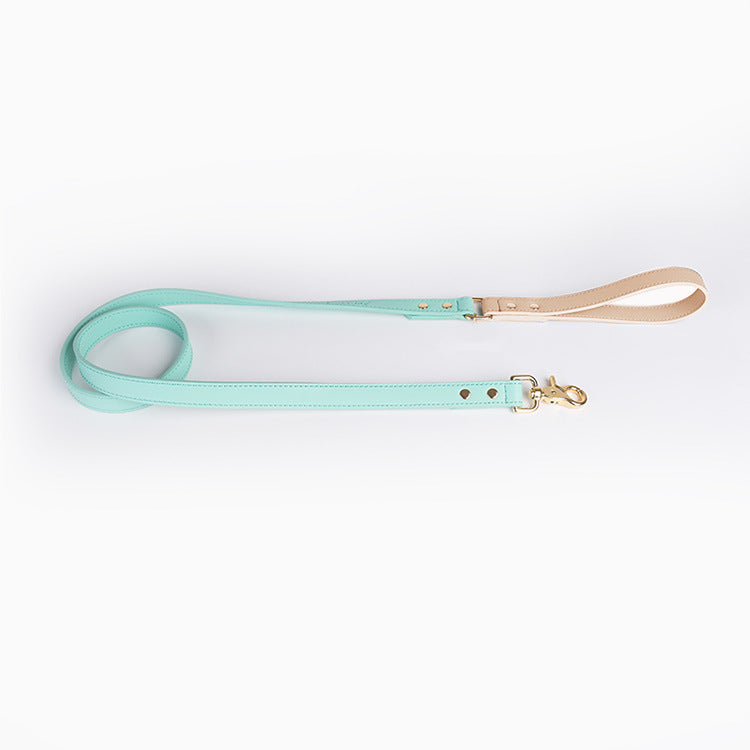 HKM-4226109 Leather Pet Dog Leash and Collar Set for Small, Medium, and Large Dogs