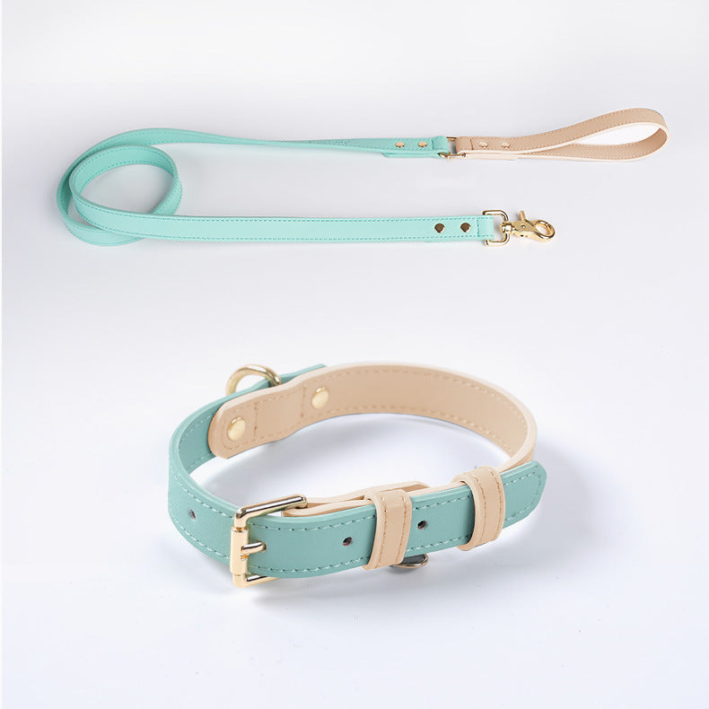HKM-4226109 Leather Pet Dog Leash and Collar Set for Small, Medium, and Large Dogs