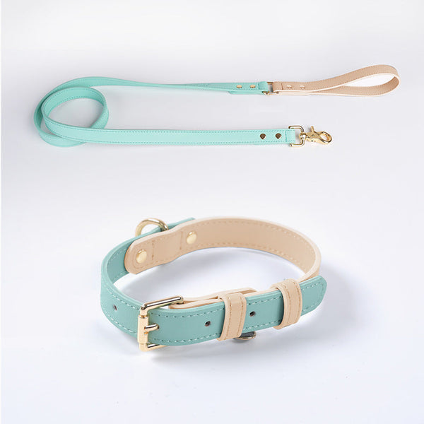 HKM-4226109 Leather Pet Dog Leash and Collar Set for Small, Medium, and Large Dogs
