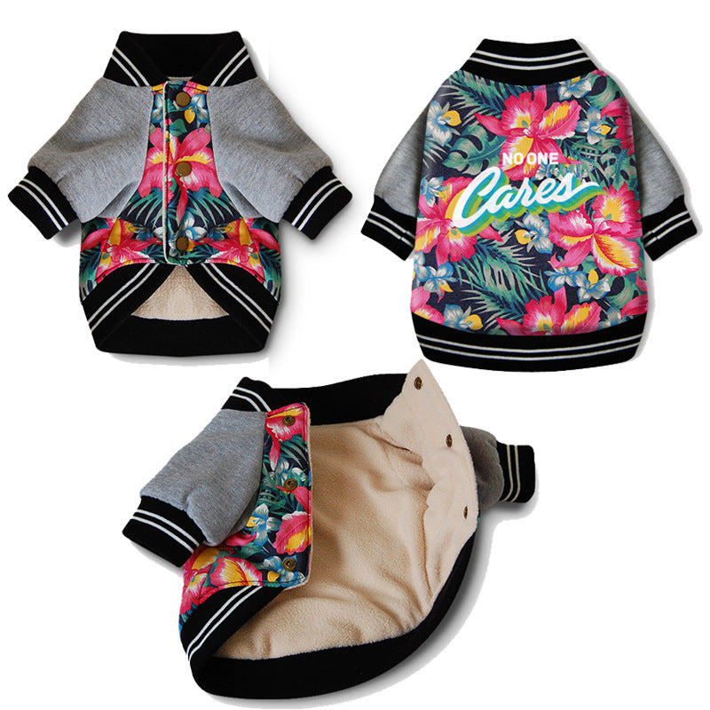 HKM-4226493 Stretch Printed Two-Legged Dog Clothes in Cotton and Fleece, Various Sizes XS-XXL