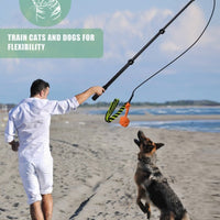 HKM-4227133 Retractable Dog Training Stick with Non-Slip Handle and Replaceable Toys