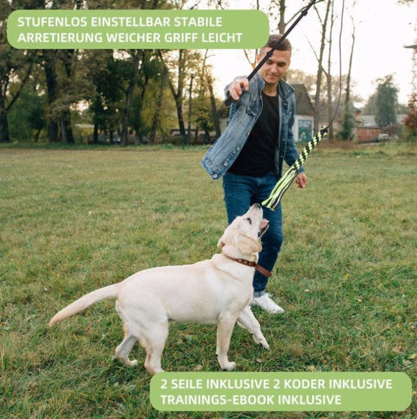 HKM-4227133 Retractable Dog Training Stick with Non-Slip Handle and Replaceable Toys