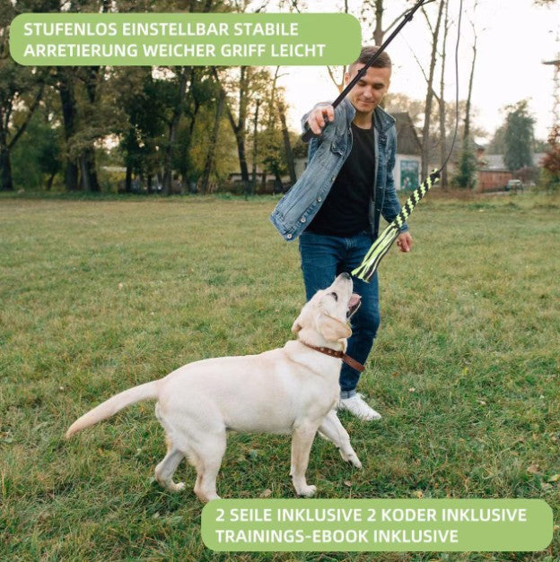 HKM-4227133 Retractable Dog Training Stick with Non-Slip Handle and Replaceable Toys