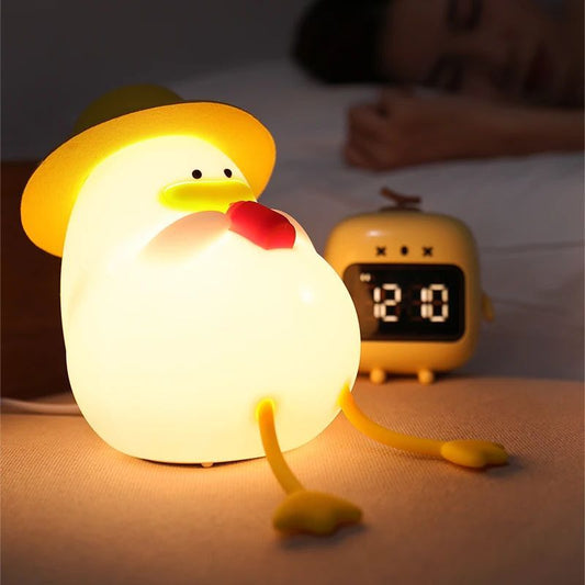 HKM-422803 Rechargeable LED Duck Night Light - Dimmable Silicone Bedside Lamp for Kids' Room Decor