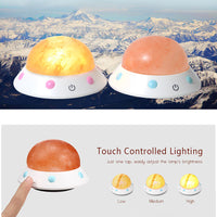 HKM-422995 UFO Shaped Himalayan Crystal Salt Lamp for Ambient Wellness and Decor