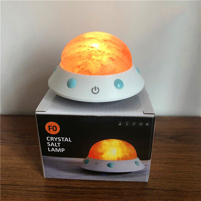 HKM-422995 UFO Shaped Himalayan Crystal Salt Lamp for Ambient Wellness and Decor