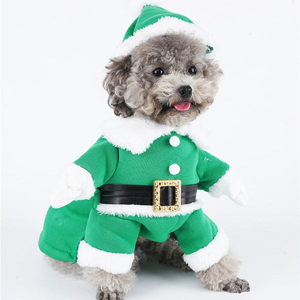 HKM-4233149 Festive Dog Sweatshirt with Hat - Christmas Apparel in Red and Green, Available in Multiple Sizes