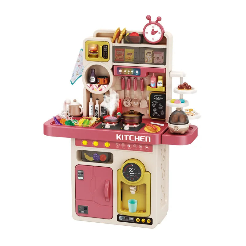 HKM-423315 Musical Kitchen Playset - 93 Piece Pretend Cooking Toy Set for Kids Ages 2-13