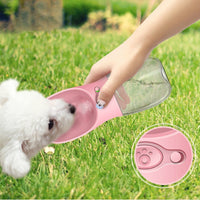 HKM-4233917 Portable Dog Water Bottle with Anti-Bacterial Material and One-Touch Waterproof Design, 350ml Blue