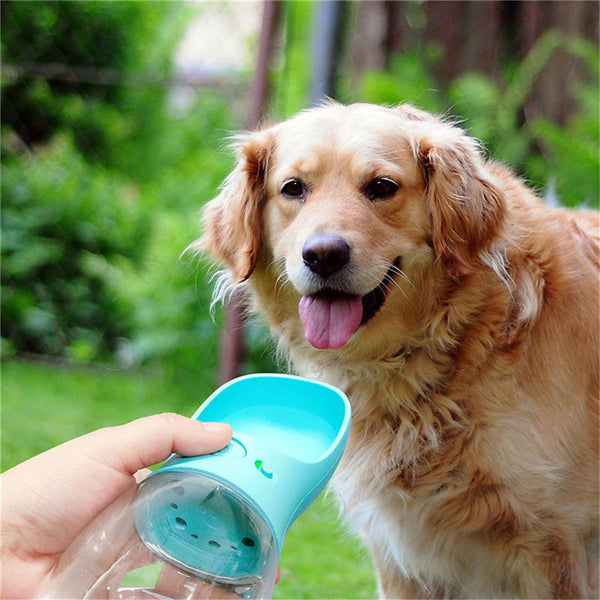 HKM-4233917 Portable Dog Water Bottle with Anti-Bacterial Material and One-Touch Waterproof Design, 350ml Blue