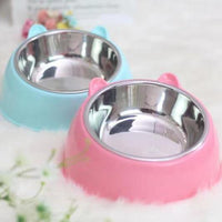 HKM-4234045 Stainless Steel Double Bowl with Neck Guard for Dogs and Cats - Anti-Tip Design