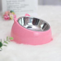 HKM-4234045 Stainless Steel Double Bowl with Neck Guard for Dogs and Cats - Anti-Tip Design