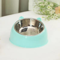 HKM-4234045 Stainless Steel Double Bowl with Neck Guard for Dogs and Cats - Anti-Tip Design