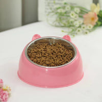 HKM-4234045 Stainless Steel Double Bowl with Neck Guard for Dogs and Cats - Anti-Tip Design