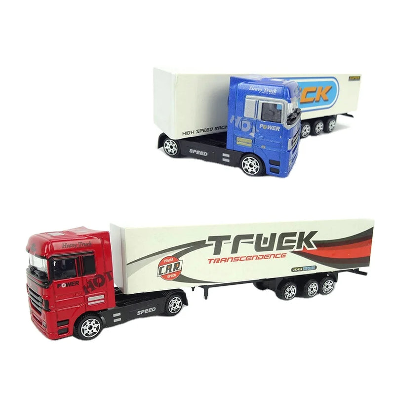 HKM-423443 Mini Diecast Container Truck for Kids - Zinc Alloy, 24x7x3.5 cm, Ages 2-13