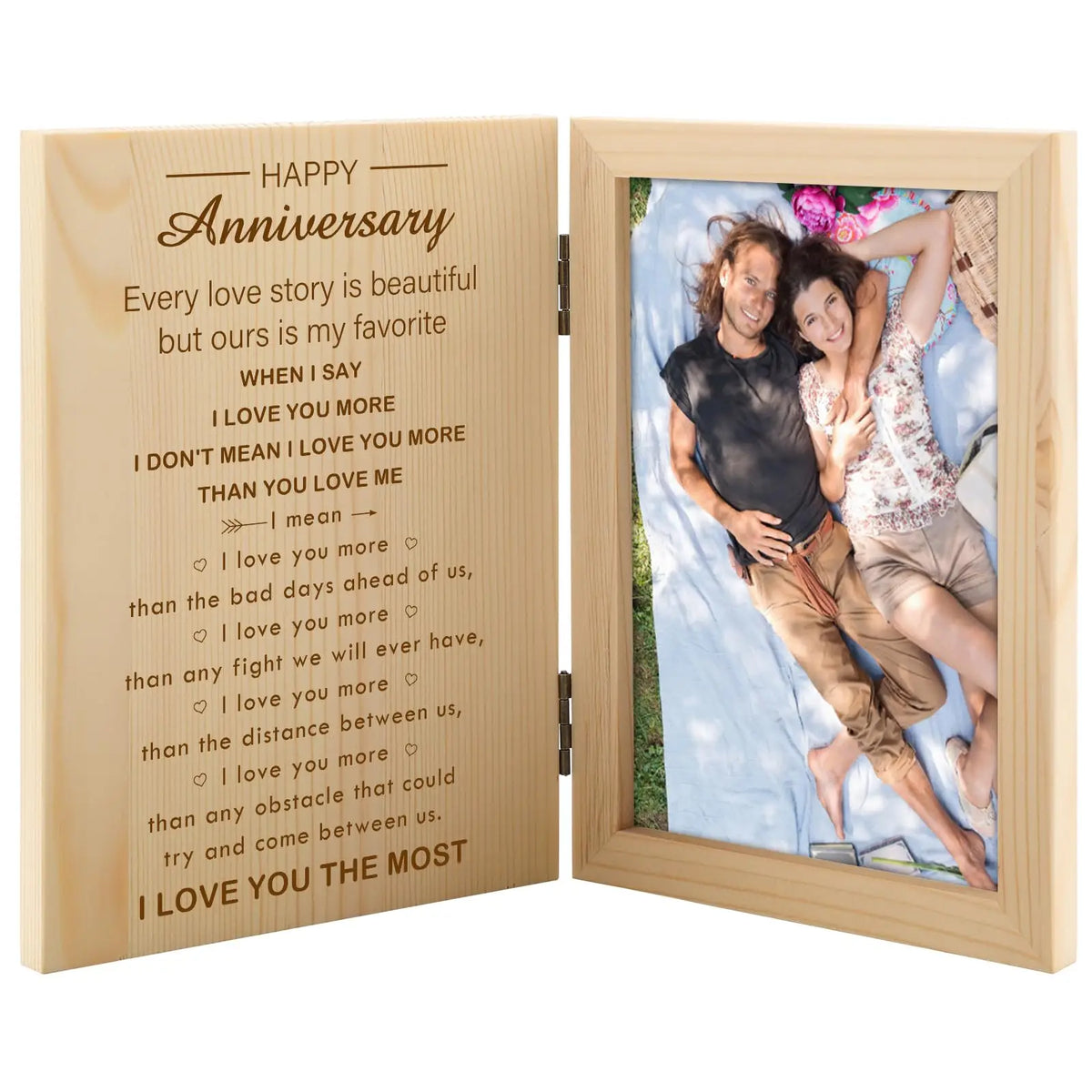 HKM-423507 Personalised Double Hinged Wooden Photo Frame for Memorable Moments