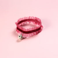 HKM-4235837 Adjustable Velvet Lace Pet Collar with Golden Bell for Cats and Dogs - Insect Repellent Design