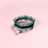 HKM-4235837 Adjustable Velvet Lace Pet Collar with Golden Bell for Cats and Dogs - Insect Repellent Design