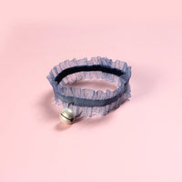 HKM-4235837 Adjustable Velvet Lace Pet Collar with Golden Bell for Cats and Dogs - Insect Repellent Design