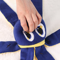 HKM-4236477 Big-Eyed Octopus Dog Toy with Hidden Treats and Sound Feature - Blue Velvet Fabric