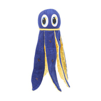 HKM-4236477 Big-Eyed Octopus Dog Toy with Hidden Treats and Sound Feature - Blue Velvet Fabric