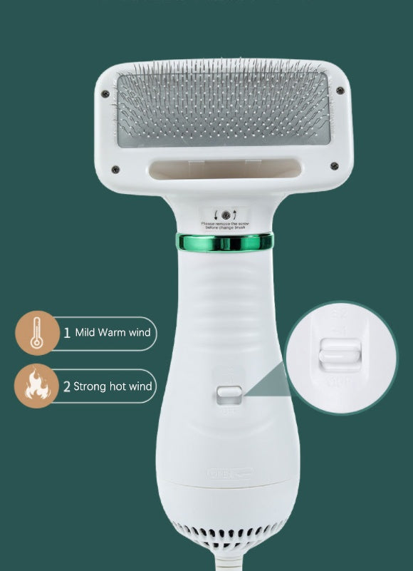 HKM-4239421 All-in-One Cat and Dog Brushing Comb with Adjustable Hair Dryer and Styling Features