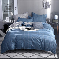 HKM-423955 Aloe Plant and Flower Pattern 4-Piece Bedding Set in Blue